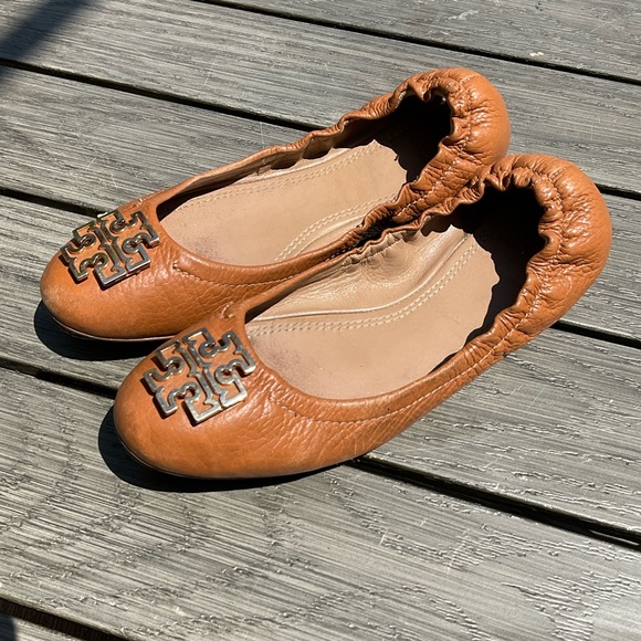 Tory Burch MINNIE TRAVEL Malinda BALLET Flats Royal Tan/Gold Style 30432 5930 🥿 - Picture 3 of 7